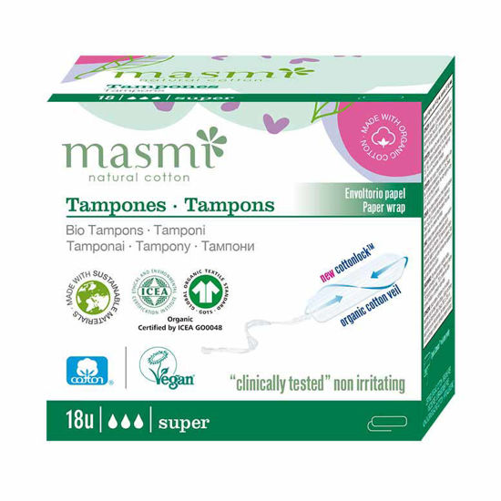 Masmi Super tamponi iz bombaža, 18 tamponov