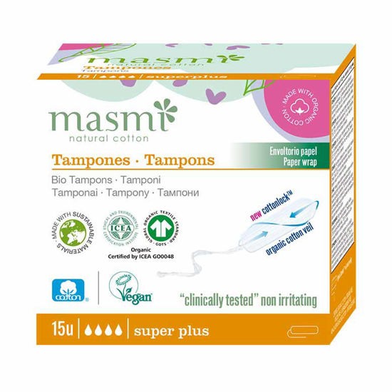 Masmi Super Plus tamponi iz ekološkega bombaža, 15 tamponov